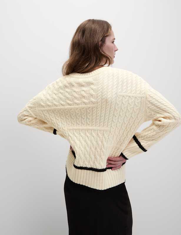 Cable Knit Tipped Detail Relaxed Jumper