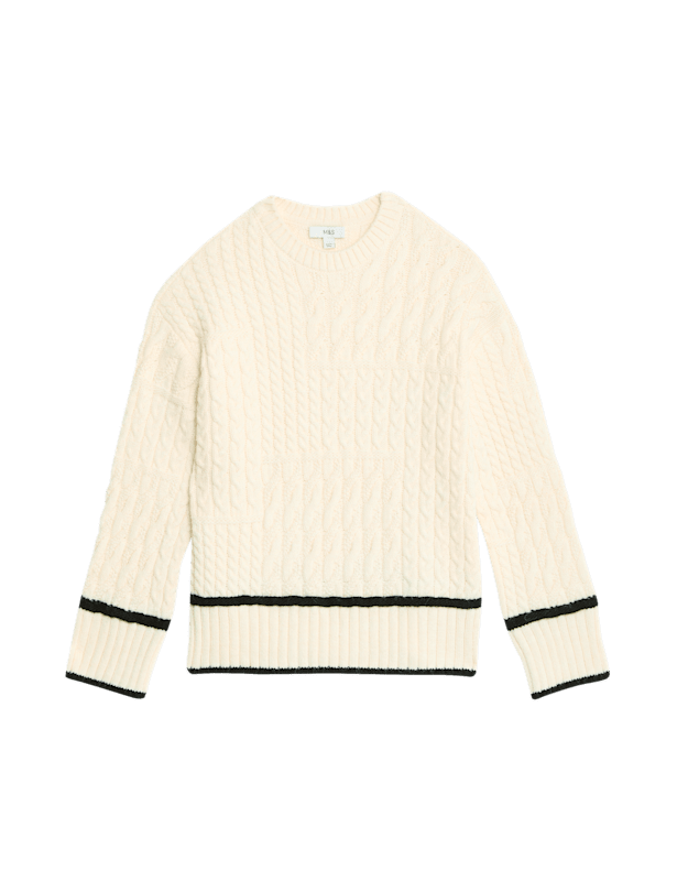 Cable Knit Tipped Detail Relaxed Jumper