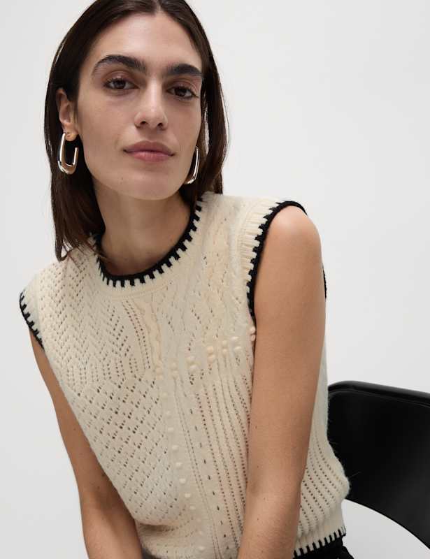 Textured Whipstitch Knitted Vest Top