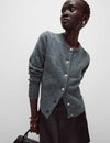 Crew Neck Button Front Cardigan