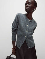 Crew Neck Button Front Cardigan