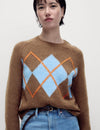 Argyle Crew Neck Jumper With Wool