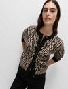 Animal Print Button Front Cardigan With Wool