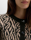 Animal Print Button Front Cardigan With Wool