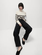 Soft Touch Striped Ribbed Roll Neck Jumper