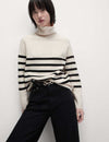 Soft Touch Striped Ribbed Roll Neck Jumper