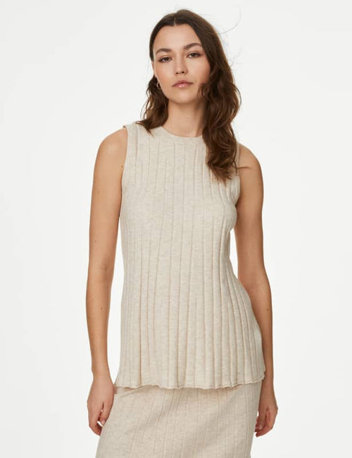 Textured Crew Neck Knitted Top