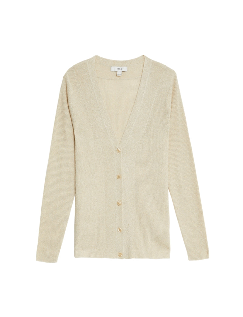 Sparkly V-Neck Button Front Cardigan