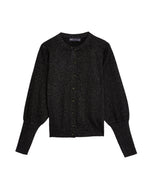 Sparkly Crew Neck Button Front Cardigan