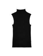 Ribbed Funnel Neck Knitted Vest