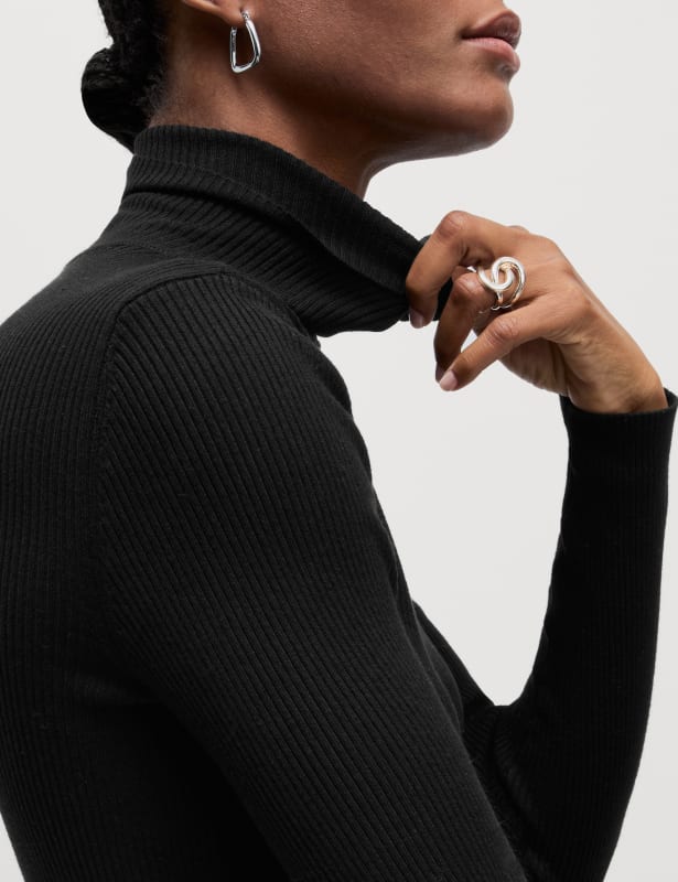 Ribbed Roll Neck Jumper