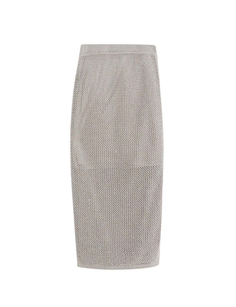 Cotton Rich Textured Knitted Midi Skirt