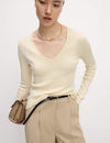 Ribbed V-Neck Knitted Top
