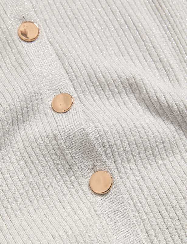 Metallic Crew Neck Slim Fit Cardigan