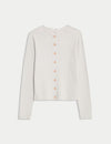 Metallic Crew Neck Slim Fit Cardigan