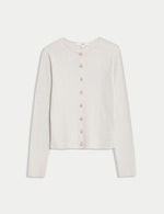 Metallic Crew Neck Slim Fit Cardigan