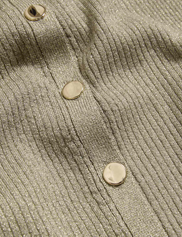 Metallic Crew Neck Slim Fit Cardigan