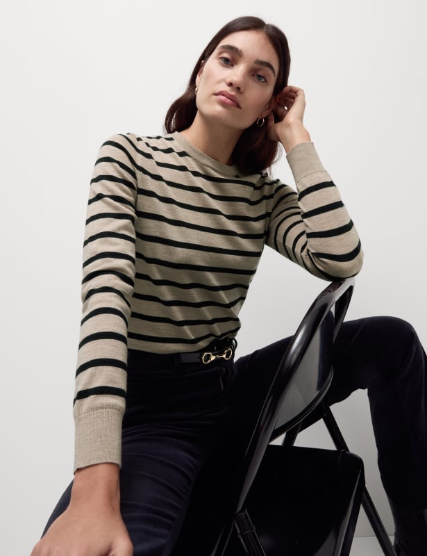 Pure Merino Wool Striped Jumper