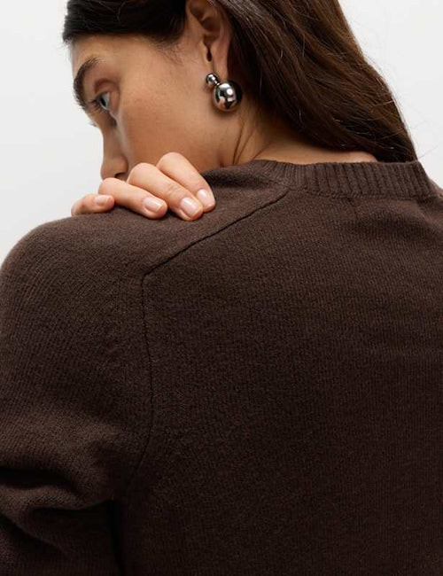 Air-Yarn Crew Neck Button Front Cropped Cardigan