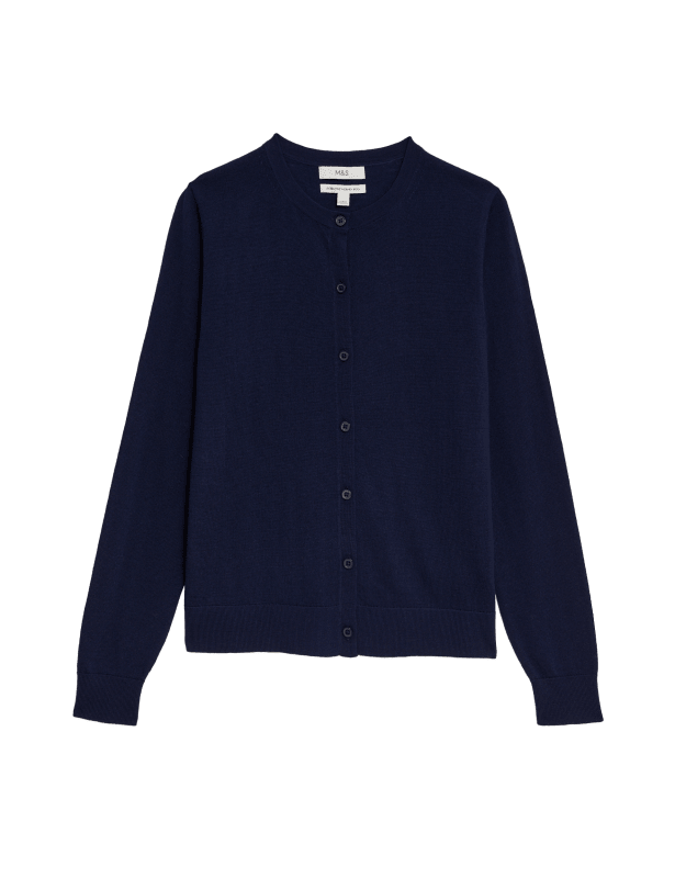 Pure Merino Wool Crew Neck Cardigan