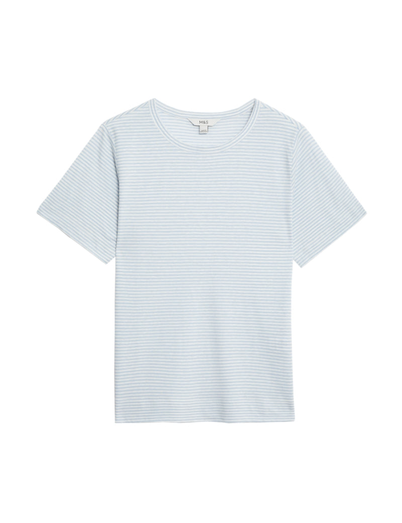 Linen Blend Striped T-Shirt