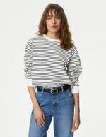 Pure Cotton Striped Crew Neck Sweatshirt