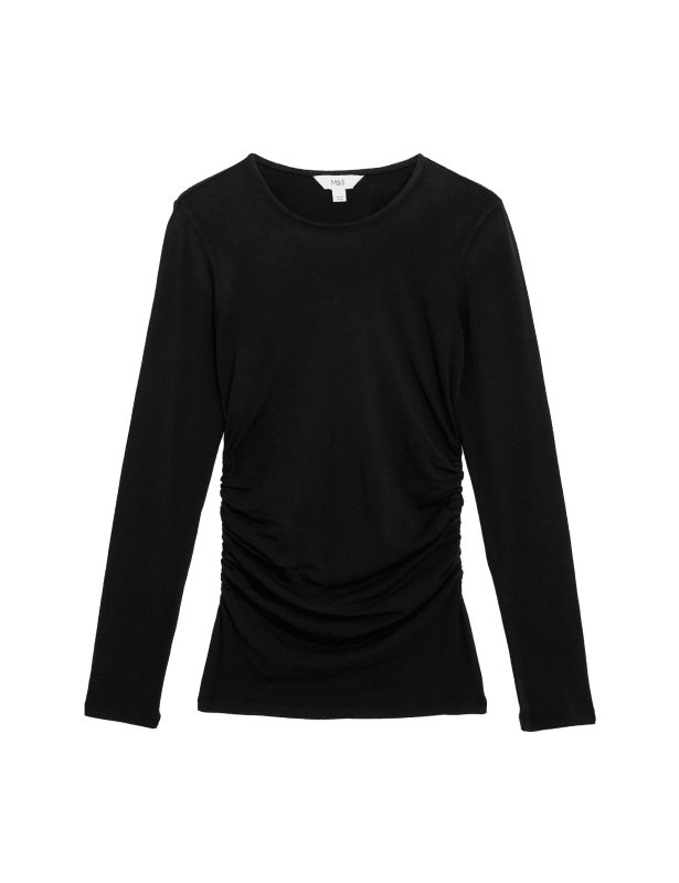 Ruched Side Crew Neck Top