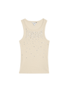 Cotton Rich Embellished Crew Neck Vest Top