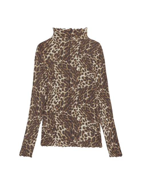 Animal Print Funnel Neck Top