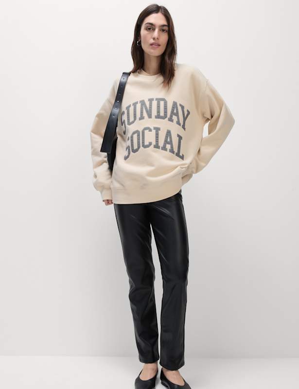 Pure Cotton Slogan Relaxed Sweatshirt