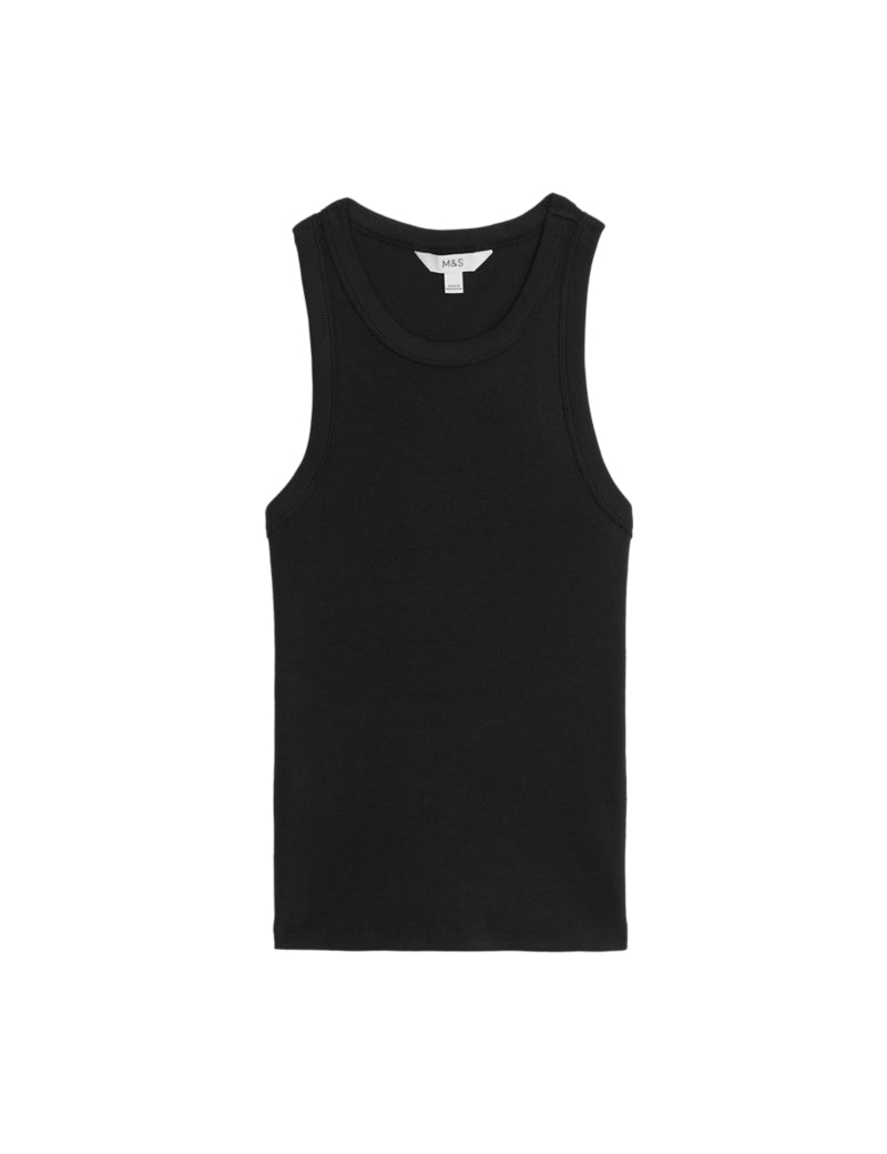 Cotton Rich Ribbed Slim Fit Racer Back Vest