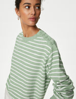 Cotton Rich Striped Crew Neck Sweatshirt