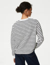 Cotton Rich Striped Crew Neck Sweatshirt