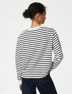 Cotton Rich Striped Crew Neck Sweatshirt