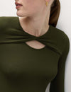 Ribbed Twist Front Top