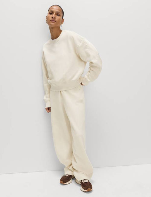 Pure Cotton Garment Dye Cropped Sweatshirt