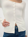 Cotton Rich Scoop Neck Henley Top