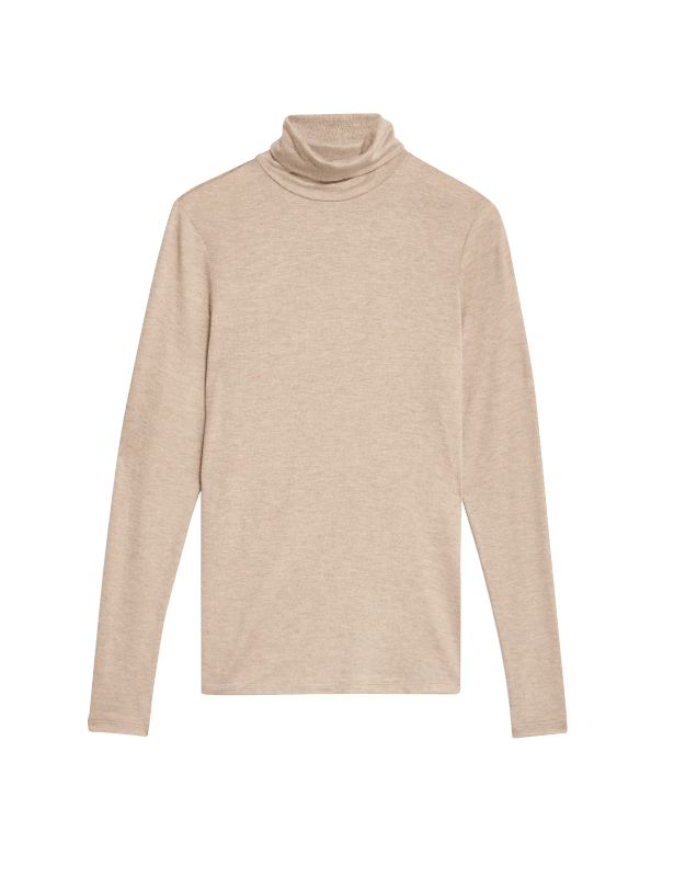 Brushed Funnel Neck Slim Fit Top