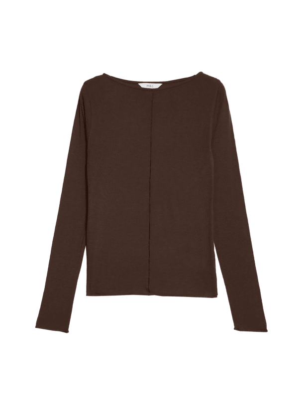 Lyocell Blend Ribbed Top with Wool