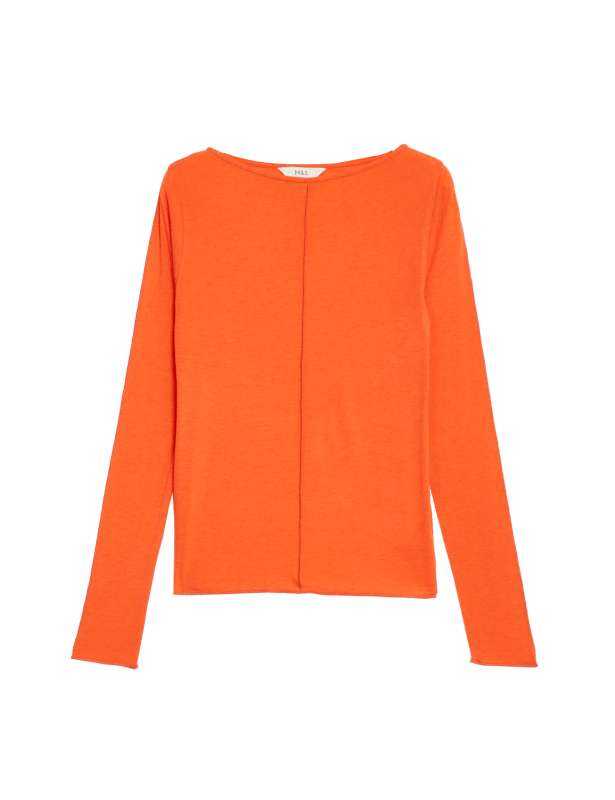 Lyocell Blend Ribbed Top with Wool