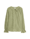 Pure Cotton Appliqué Tie Neck Blouse