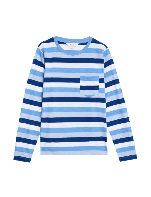 Pure Cotton Striped Pocket T-Shirt