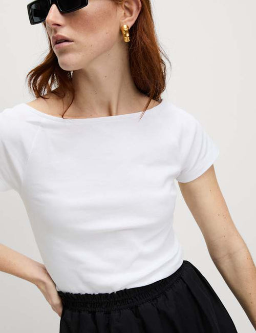 Pure Cotton Slim Fit Off The Shoulder Top