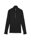 Cotton Rich Ribbed Half Zip Top