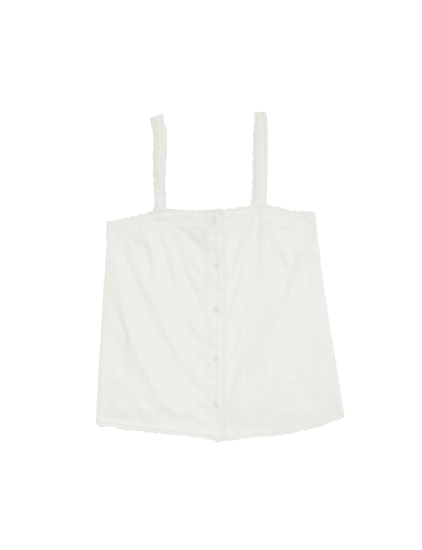 Pure Cotton Square Neck Lace Trim Cami Top