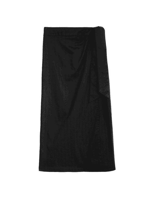 Pure Cotton Belted Midi Wrap Skirt