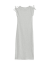 Cotton Rich Round Neck Ruched Midi Column Dress