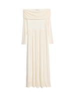 Jersey Lace Bardot Midi Waisted Dress