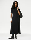 Jersey Ribbed Funnel Neck Maxi Column Dress