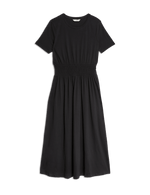 Pure Cotton Shirred Midi Waisted Dress